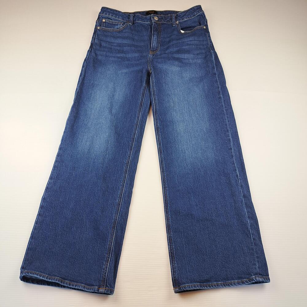 Quince Jeans Womens 31 Blue Medium Wash Wide Leg Organic Cotton Stretch Denim